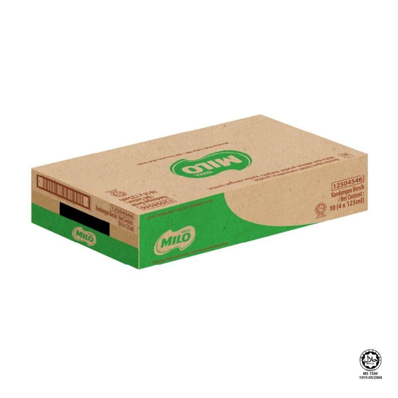 MILO UHT carton, 10 clusters of 4 × 125ml packs